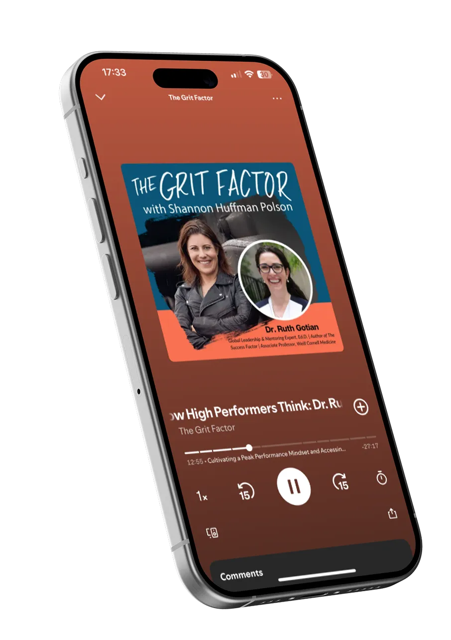Smartphone displaying a podcast episode screen