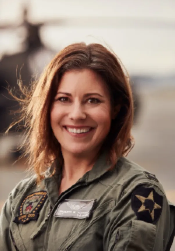 Shannon Huffman Polson in her Army flight suit