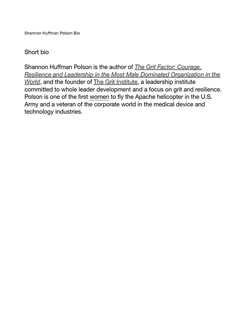 Preview of Shannon Huffman Polson's short bio