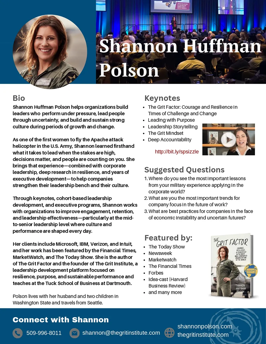 Preview of Shannon Huffman Polson's speaker one-sheet