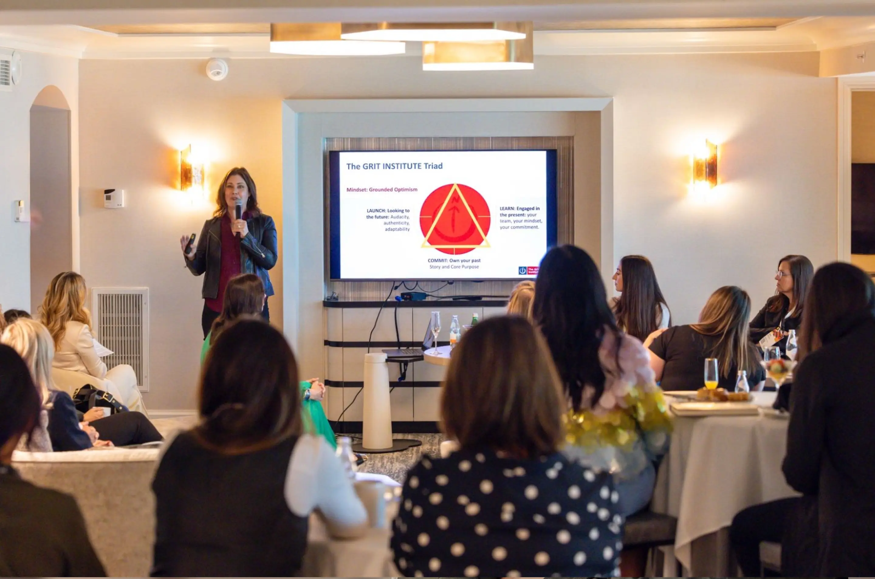 Shannon Huffman Polson speaking to an audience